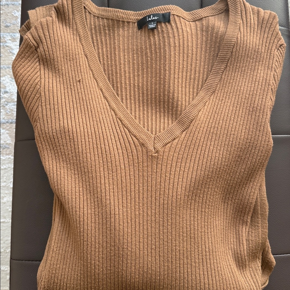 Lulus Fall Afternoon Tan Ribbed Knit Long Sleeve Maxi Sweater Dress Brown - Picture 2 of 2